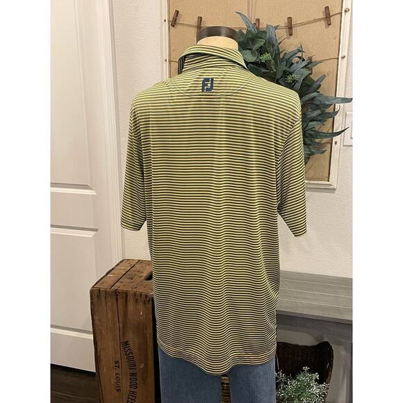 FOOT JOY Yellow/Grey Striped Golf Polo Shirt size XL - Picture 4 of 9